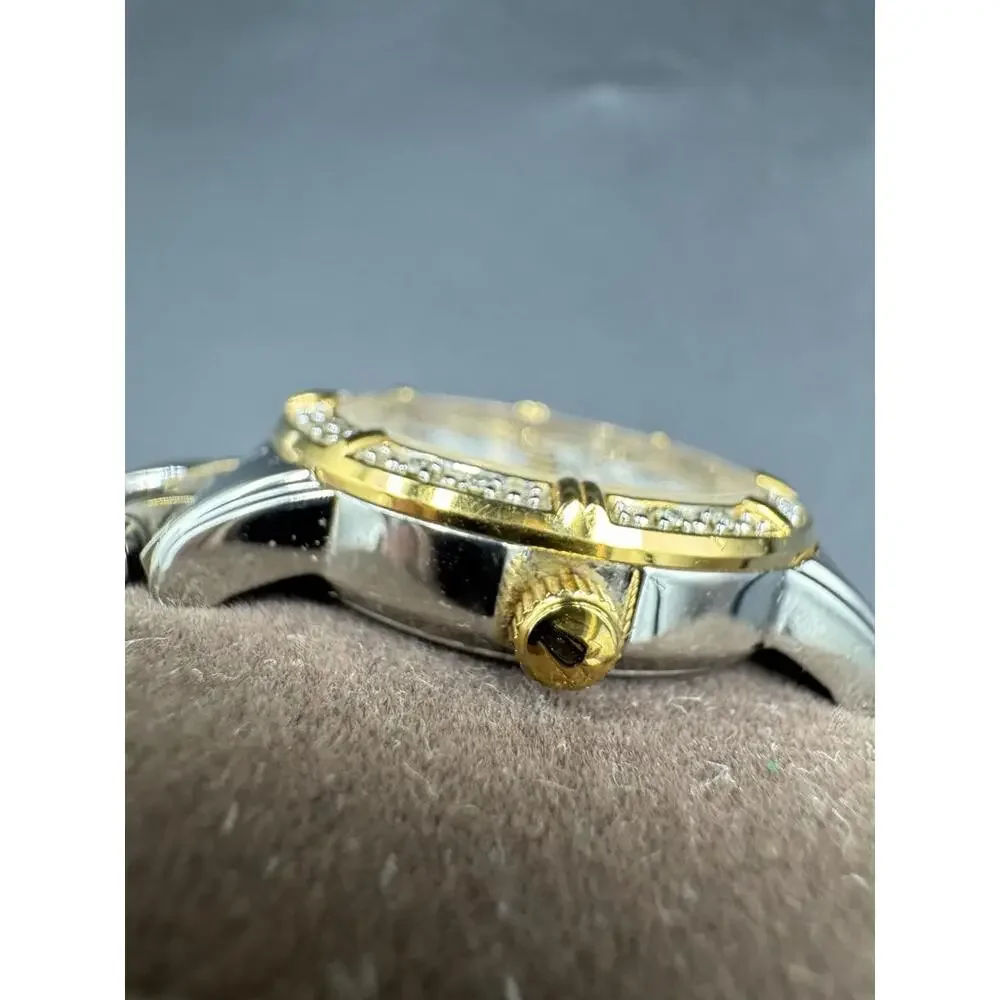 Bulova Watch Women 26mm Silver Gold Tone 98R107 MOP Diamond with New Battery  VG